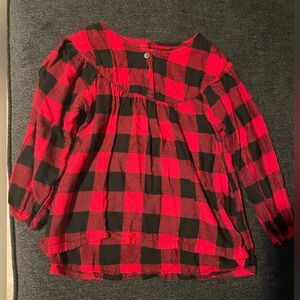 Old Navy Red and Black Plaid Blouse